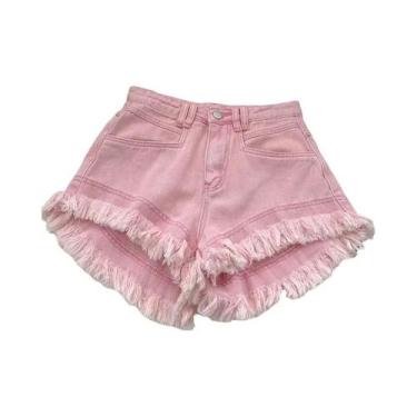 Imagem de Shorts De Denim De Cintura Alta Estilo Coreano Com Franjas Para O Verã