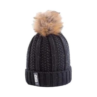 Imagem de Gorro De Lã Feminino Para Inverno Com Forro De Pelúcia E Pompom, Quent