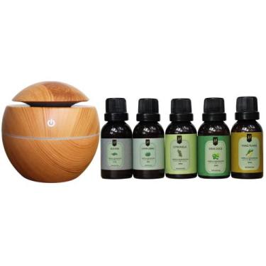 Imagem de Combo Difusor Elétrico + 5 Essências de 30ml hidrossolúveis Kit:Herbai