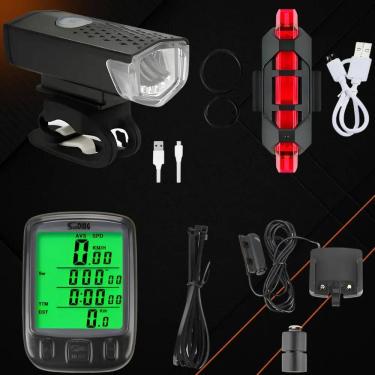 Imagem de Kit Bike Farol + Sinalizador Recarregável Acessórios Bicicle