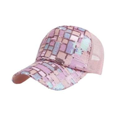 Imagem de Boné De Beisebol Feminino Com Estampa De Lantejoulas Brilhantes, Ajust