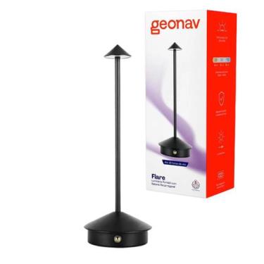 Imagem de Luminária flare portátil com bateria recarregável preta - GEONAV