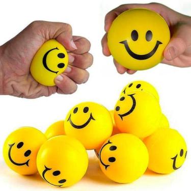Imagem de Kit 36 Bolinhas Amarela Smile Massagem Apertar Anti Stress