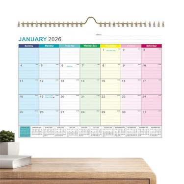 Imagem de Calendário 2026 – Agenda semanal mensal de blocos pautados, janeiro de 2026 a junho de 2027, calendário de parede de mesa – para planejamento de agendamento, casa, escritório, escola, sala de aula