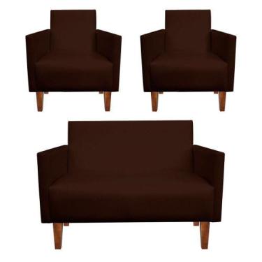 Imagem de Kit Namoradeira 2 Lugares e 02 Poltronas Compactas Jade material sinté