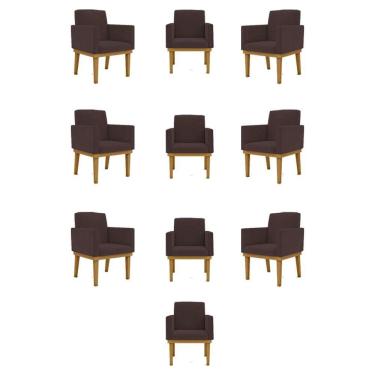 Imagem de Kit 10 Poltronas Decorativa Reforçada Salão Cor:marrom