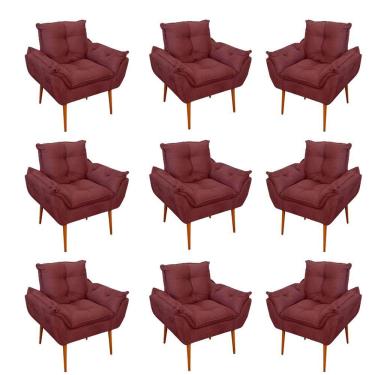 Imagem de Kit 09 Cadeiras Poltronas Opala Clinica Salão Balaqui Decor Cor:marsala