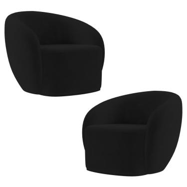 Imagem de 2 Poltronas Decorativas íbis Encosto Fixo Veludo Preto G33 Gran Belo