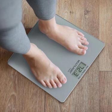 Imagem de Balança Digital de Banheiro Vidro Temperado Branca 180kg  Medidor de P