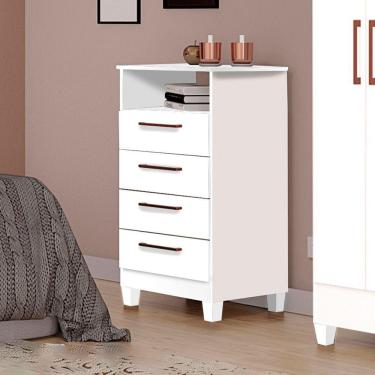 Imagem de Cômoda Star 4 Gavetas 100 Mdf Com Deck E Pés Tuboarte Branco