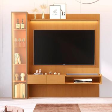 Imagem de Painel para Tv 75 Polegadas 100% Mdf com Led Vitoria Regia Marrom