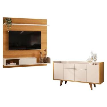 Imagem de Painel para TV Suspenso Evo com Buffet Melodia Cinamomo Off White  HB 