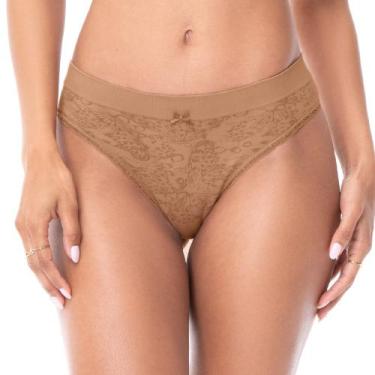 Imagem de Calcinha Biquíni Jacquard sem Costura Bruma Floral Amêndoa - Zee Rucci