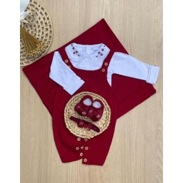 Imagem de Saída de Maternidade Menina em Tricot Completo Dinhos Baby, Vermelho