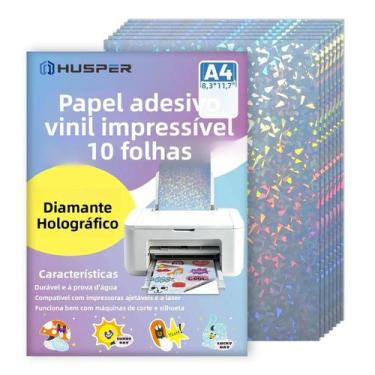 Imagem de Papel Adesivo Vinílico Diamante Impermeável Para Impressão A4 10 Folha