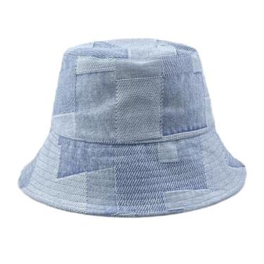 Imagem de Bucket Hat, chapéu de sol unissex, lavado em jeans, 56-58 cm para mulh