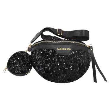 Imagem de Bolsa de cintura MOSSTYUS Rhinestone Fanny Pack para mulheres preta