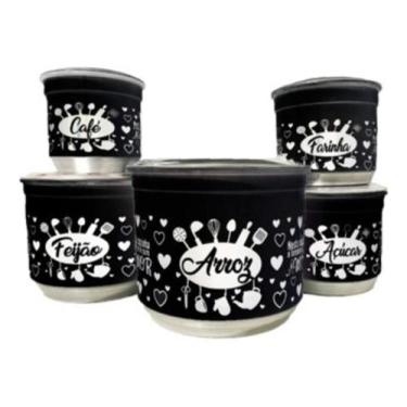 Imagem de Potes Porta Mantimentos Jogo De Lata Em Alumínio 5 Peças - Casa Decor 
