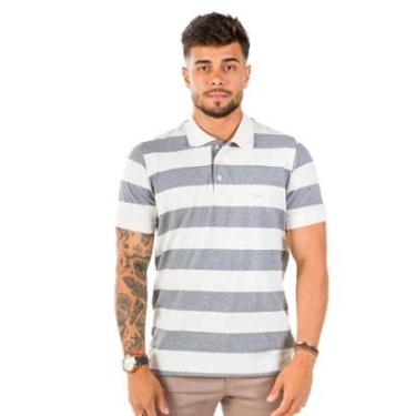 Imagem de Camiseta Polo Listrada Cinza-Masculino