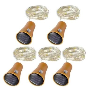 Imagem de Luzes De Corda Solares Para Garrafa De Vinho Com 20 LEDs, Pacote Com 5