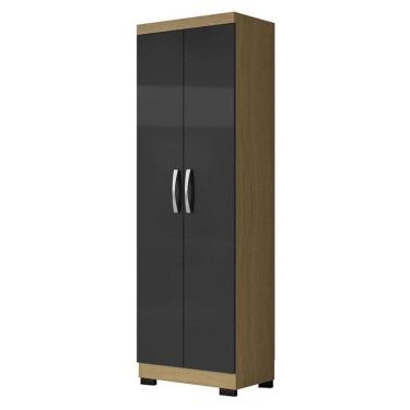 Imagem de Armário Multiuso 2 Portas New 2000192 Atacama Grafite Com Pés Preto - Aramóveis