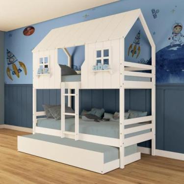 Imagem de Treliche Casinha Encantada Madeira Maciça Branco Megamobilia - Megamob