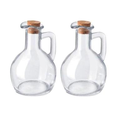 Imagem de Kit 2 Galheteiros De Azeite Vinagre Vidro Com Tampa Cortiça 180ml - OU
