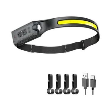 Imagem de Lanterna De Cabeça LED Recarregável Com 3 Modos, Lanterna USB Com Bate