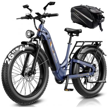 Imagem de Bicicleta elétrica Jasion Thunder azul cobalto pneus 26x4 motor 750W nominal 1800W pico...