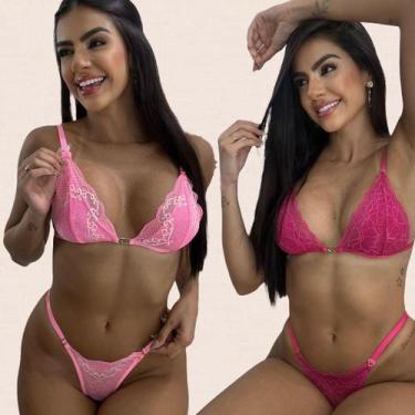 Imagem de Kit 2 Conjuntos Lingerie Sem Bojo Sarah Tamanho:MCor:Rosa Claro Pink -