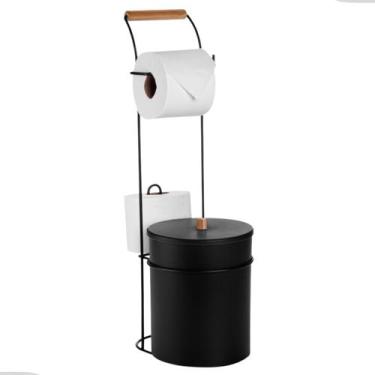Imagem de Suporte Porta Papel Higiênico Com Lixeira de Chão Banheiro Lavabo Eco 