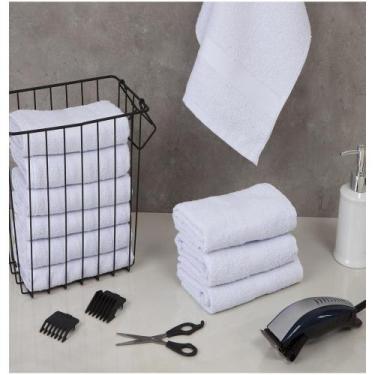 Imagem de KIT 20 Toalhas Salão Academia Barbearia Algodão Atacado Branco - Marge