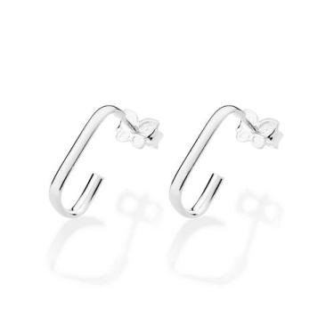 Imagem de Brinco Argola Rommanel Retangular De Prata 925 - 820239 Cor:Prata, Pra