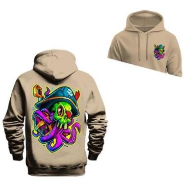 Imagem de Moletom Canguru Blusa De Frio Confortável Estampado Polvo Frente Costas-Unissex