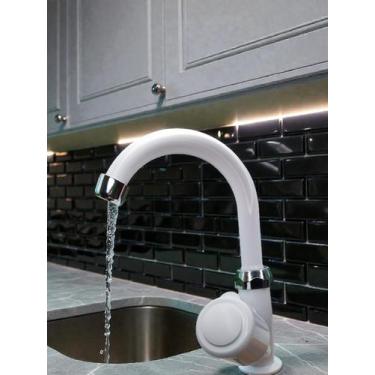 Imagem de Torneira Cozinha Banheiro Bancada 1 4 Volta ABS Branco Luxo - Imp