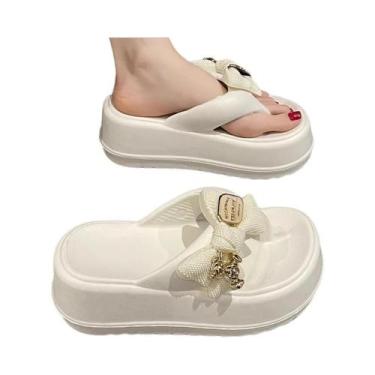 Imagem de Chinelos Femininos com Salto Alto e Laço Fofo - Sola Grossa em EVA - C