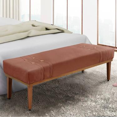 Imagem de Recamier Gênova 160cm Estofado em Veludo com Estrutura de Madeira Maciça Cobre para Quarto Clássico