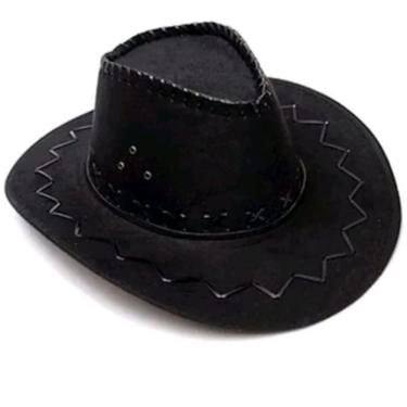 Imagem de Chapéu de Cowboy OEM Estilo Camurça com Aba Larga 35cm X 38cm Preto Unissex