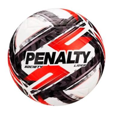 Imagem de Bola de Futebol Society Penalty Líder Branco, Preto e Vermelho, UN
