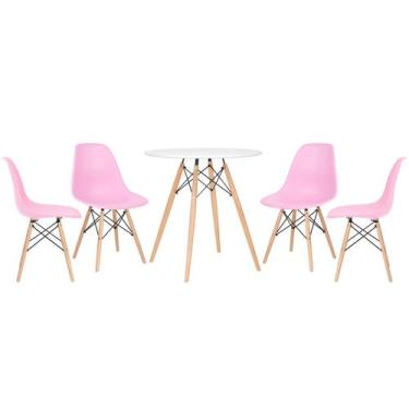 Imagem de Laraz, Mesa redonda Eames 70 cm + 4 cadeiras Eiffel DSW