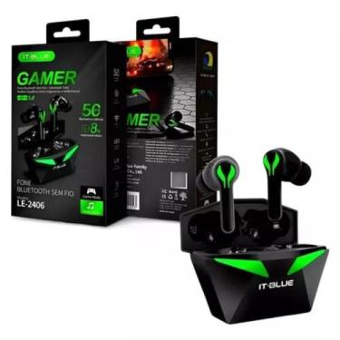 Imagem de Fone Bluetooth Gamer Itblue Le-2406 - 5.0, Preto com Luz Verde, Microf