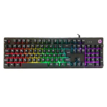 Imagem de Teclado Gamer HP K500F, LED RGB, Teclas Multimídia, ABNT2 - 7zz97aa#ac4
