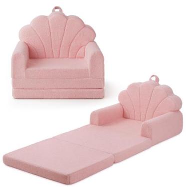 Imagem de Sofá Infantil Blissful Diary 2 em 1 Dobrável Concha Rosa