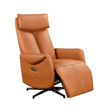 Imagem de Poltrona Reclinável Elétrica Luxury Couro Legítimo Caramelo - Mozzelar