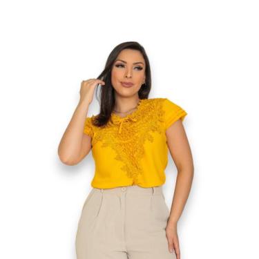 Imagem de Blusa Moda Evangélica Manga Curta Renda Social SKU:B104 - R.S MODAS, M