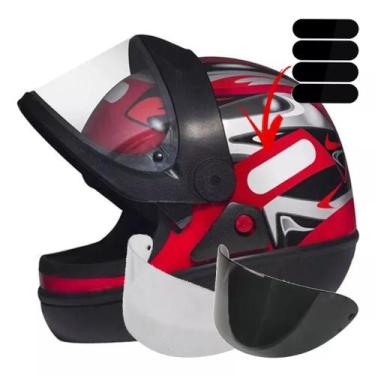 Imagem de Capacete San Marino Automático Vermelho E Kit Viseiras Adesivo, Vermel