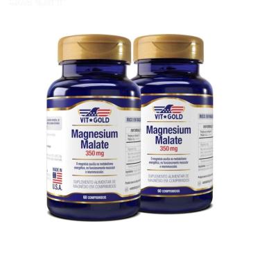 Imagem de Magnésio Dimalato 350mg Vitgold Kit 2x 60 Comprimidos-Unissex