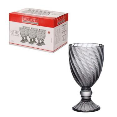 Imagem de Taca para agua/vinho de vidro elysee cinza 325ml 6 pecas hauskraft - h