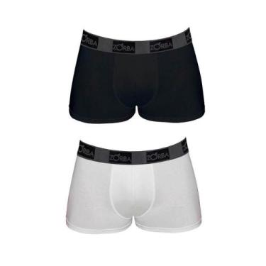 Imagem de Kit com 2 Cuecas Boxer Zorba em Algodão com elastano Branco/Preto, M, 