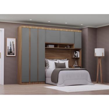 Imagem de Quarto de Casal Com Guarda Roupa e Mesa de Cabeceira 284cm Veneza Luciane Moveis
